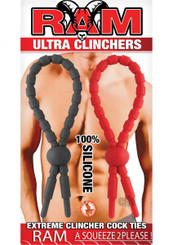 Ram Ultra Clinchers Penis Ties 2 Pack Red, Black by NassToys