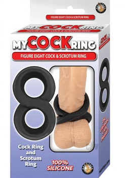 My Erection ring Figure Eight Penis & Scrotum Ring Black by NassToys