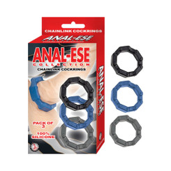 Anal-ese Collection Chainlink Shaftrings Black,blue,grey by NassToys