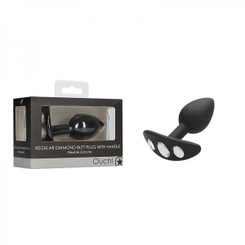 Ouch! Regular Diamond Butt Plug With Handle - Black by Shots