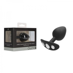 Ouch! Large Diamond Butt Plug With Handle - Black by Shots