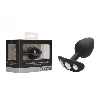 Ouch! Large Diamond Butt Plug With Handle - Black by Shots