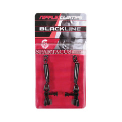 Spartacus Blackline Nipple Clamps Adjustable Rubber Tipped Pinchers