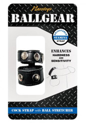 Ballgear Erection Strap With Testicle Stretcher Black