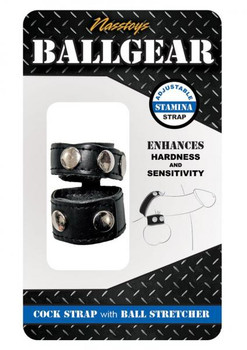 Ballgear Erection Strap With Testicle Stretcher Black