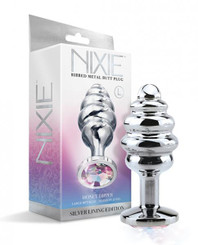 Nixie Ribbed Metal Butt Plug Honey Dipper Large
