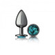 Cheeky Charms Round Teal Large Gunmetal Butt Plug - view 7