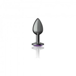 Cheeky Charms Round Purple Small Gunmetal Butt Plug