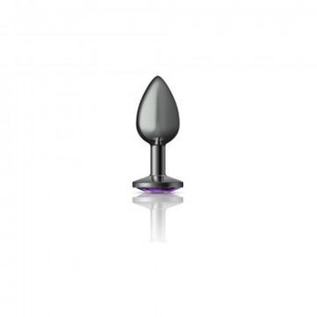 Cheeky Charms Round Purple Small Gunmetal Butt Plug