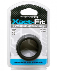 Perfect Fit Xact-fit Silicone Rings S-m (#14, #15, #16) Black