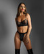 Edge Quilted Wetlook And Mesh Underwire Bra W/ Crotchless Panty - Black L/xl by Fantasy lingerie