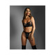 Edge Quilted Wetlook And Mesh Underwire Bra W/ Crotchless Panty - Black L/xl by Fantasy lingerie - view 2