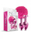 Nixie Metal Butt Plug Set Pom And Jewel-inlaid Metallic Pink