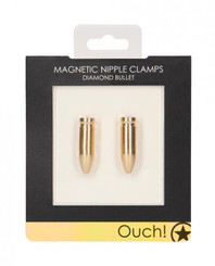 Ouch Magnetic Nipple Clamps - Diamond Bullet - Gold