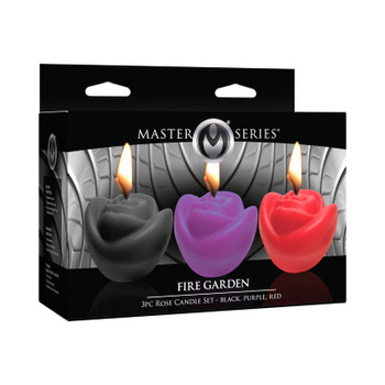 Master Series Fire Garden 3-Piece Rose Candle Set Black/Purple/Red by XR LLC