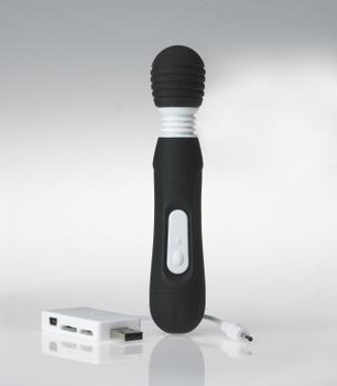 Mini Magic Rechargeable Wand Massager Black Silicone Sex Toys