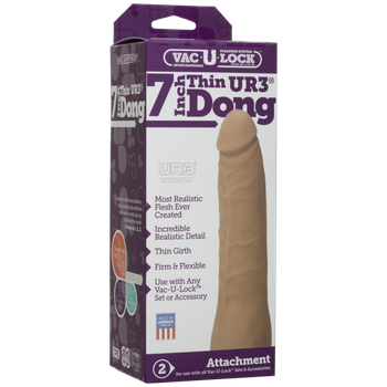 Vac-U-Lock 7 inches Ultraskyn Thin Dong Attachment by Doc Johnson
