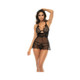 Lace Long Line Underwire Bra W/removable Skirt & Thong Panty Black L/xl - view 2