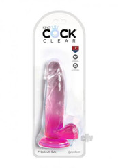King Penis Clear With Balls 7in Pink