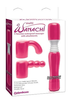 Multi Wanachi 9 Function Pink Massager with Attachment Sex Toys
