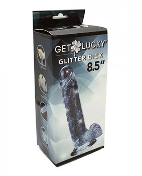 Get Lucky 8.5" Real Skin Glitter Penis - Clear