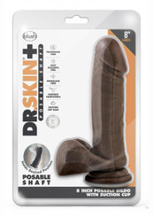 Dr. Skin Plus Posable Dildo With Balls 8 In. Chocolate