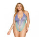 Ombre Stretch Lace Teddy W/ Butterfly Charms Lavender Haze /seafoam Osq - view 3