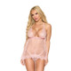 Dreamgirl Lace and Polka Dot Mesh Babydoll and G-String Rose Quartz - view 9