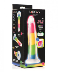 Lollicock Silicone Dildo 7 In. Rainbow Glow In The Dark