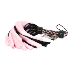 Suede and Fluff MINI Flogger - 18 - Pink/Black by Ruff Doggie Styles