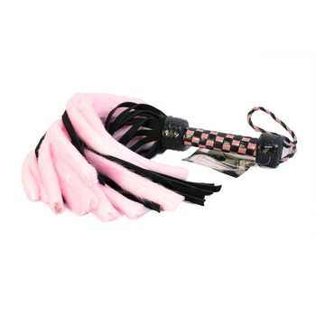 Suede and Fluff MINI Flogger - 18 - Pink/Black by Ruff Doggie Styles