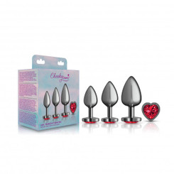 Cheeky Charms - Metal Butt Plug Gunmetal - Heart Dark Red - Anal Trainer Kit by Viben