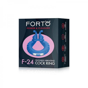 Forto F-24: Silicone Textured Vibrating Erection Ring Blue