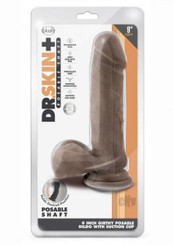Dr. Skin Plus Thick Posable Dildo With Balls 9 In. Chocolate
