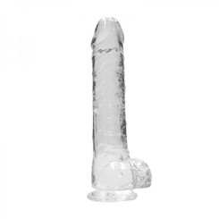 Realrock Realistic Dildo W/ Balls 10in Transparent