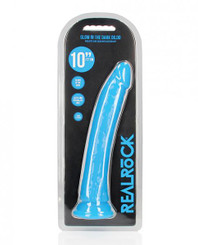 Realrock Glow In The Dark Slim 10 In. Dildo Neon Blue