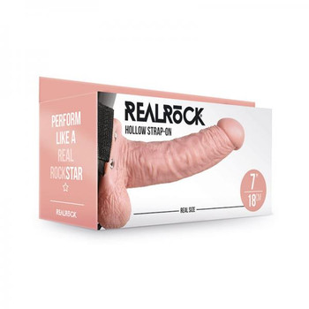 Realrock Hollow Strap-on With Balls 7 In. Vanilla