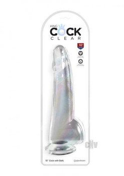King Penis Clear With Balls 10in Clear