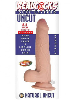 RealShaft Dildo Dual Layered Uncut Slider Thin Tip 8.5 In. Light