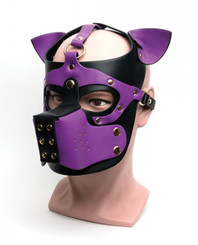 665 Bondage Pup Hood - O/s Black/purple