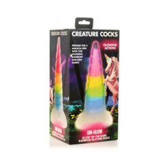 Uni-Glow-In-The-Dark Rainbow Silicone Dildo by Creature Dildos