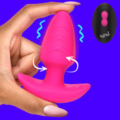 Rotating and Vibrating Silicone Butt Plug - Pink by Bang!