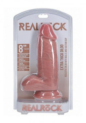Realrock Extra Thick 8 In. Dildo With Balls Beige
