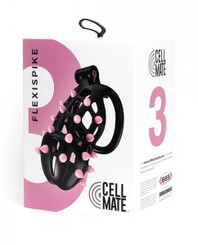 Sport Fucker Cellmate Flexispike Chastity Cage - Size 3 Black/pink