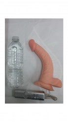 All American Whoppers 8 inches Vibrating Dong & Universal Harness Beige