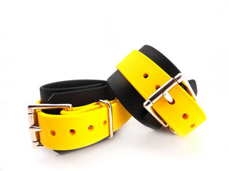 Ankle Restraints Biothane Black and Yellow