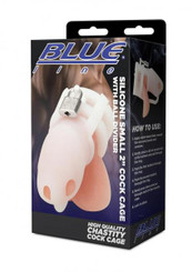 Blue Line 2" Silicone Mini Chastity Cage With Ball Divider - White