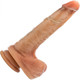Renaissance Davinci Sliding Foreskin Dildo With Squeezable Balls 8 In. Tan - view 4