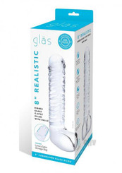 Glas Realistic Ribbed Glass G-spot Dildo With Balls