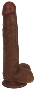 8 Inch Slim Dildo with Balls - Dark by Thinz